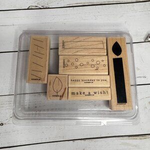 Stampin Up Happy Birthday Wood Mounted Rubber Stamp Candle Birthday Wishes Words